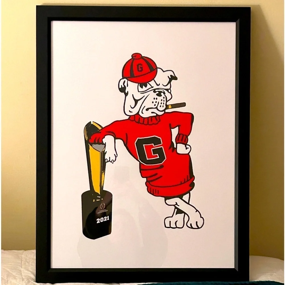 Professional Framed Leaning University of Georgia Bulldog Championship Art RSG